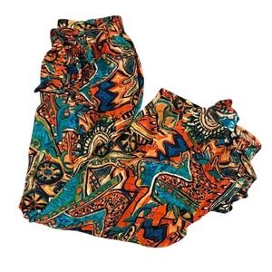 Shein Womens Large Abstract Tribal Print Wide Leg High Waisted Pants Multicolor